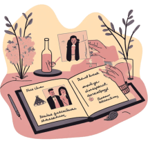 Keepsake memory guest book with photo booth prints and messages