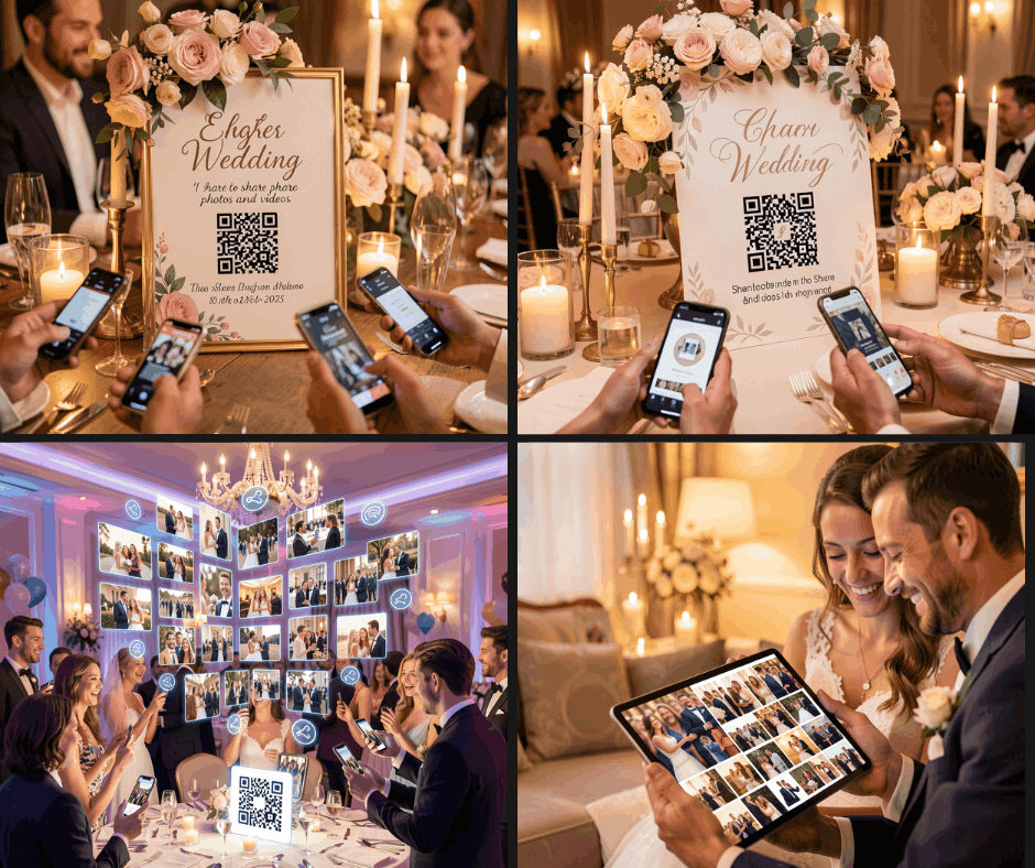 Guests uploading photos to MJ's Social Memory Gallery during an event